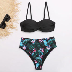 Women Bandeau Swimsuit  Bra Cup Bikini set High Cut2