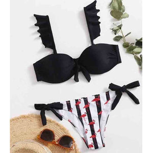 Women Bandeau Swimsuit  Bra Cup Bikini set High Cut2