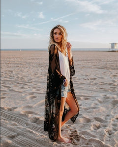 Boho Swimsuit Cover Up Sexy Lace Hollow Out Beach Dress