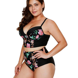 Cut Out  High Waist Plus Size Women Bikini Set