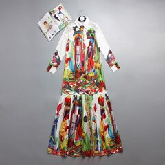 S-4XL High Quality Long Sleeved Retro Hippie Leisure  maxi Dress