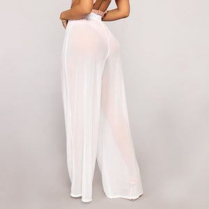 See Through Boho Wide Leg High Waist Trousers