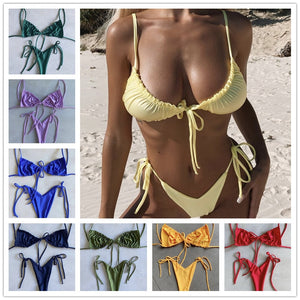 Solid Low Waist Bikini Set