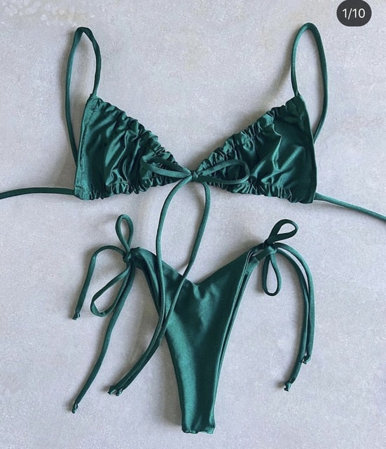 Solid Low Waist Bikini Set