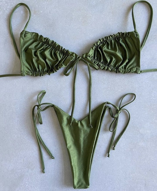 Solid Low Waist Bikini Set