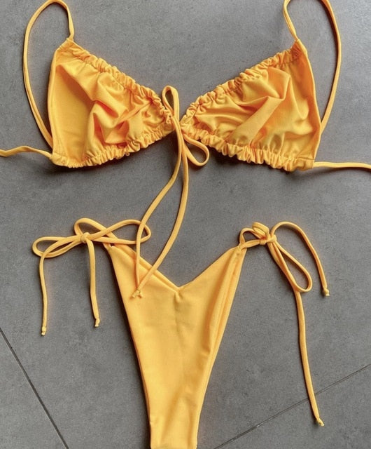 Solid Low Waist Bikini Set