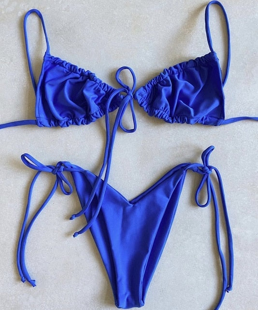 Solid Low Waist Bikini Set