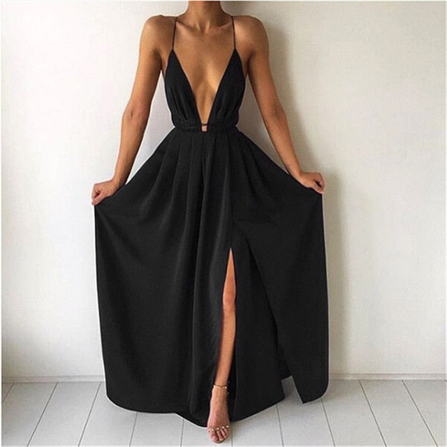 Sexy  Long Maxi Dress W/ Open Leg