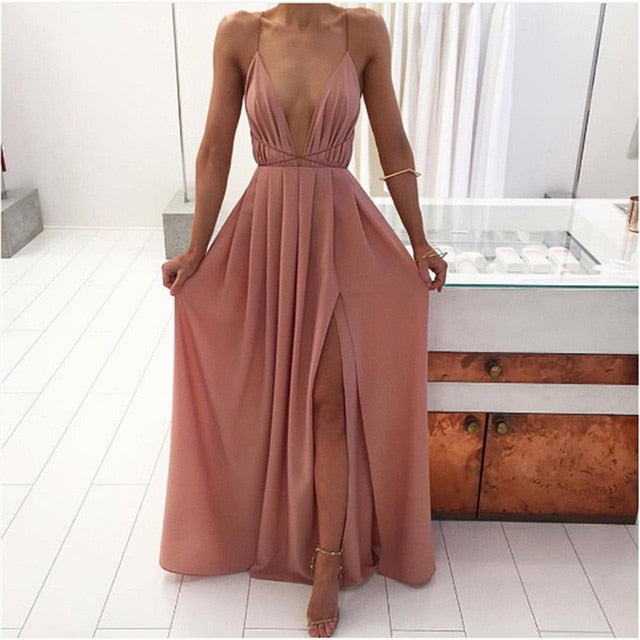 Sexy  Long Maxi Dress W/ Open Leg