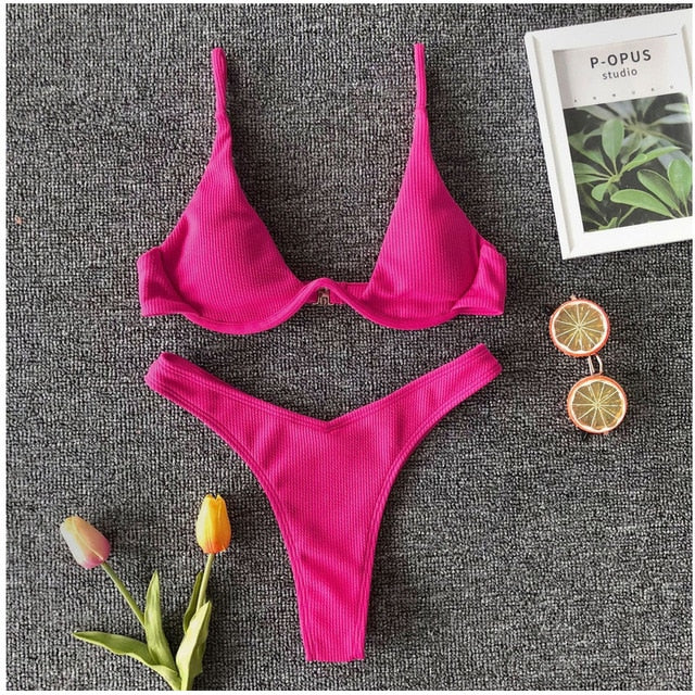 Sexy Push Up Unpadded Brazilian Bikini Set