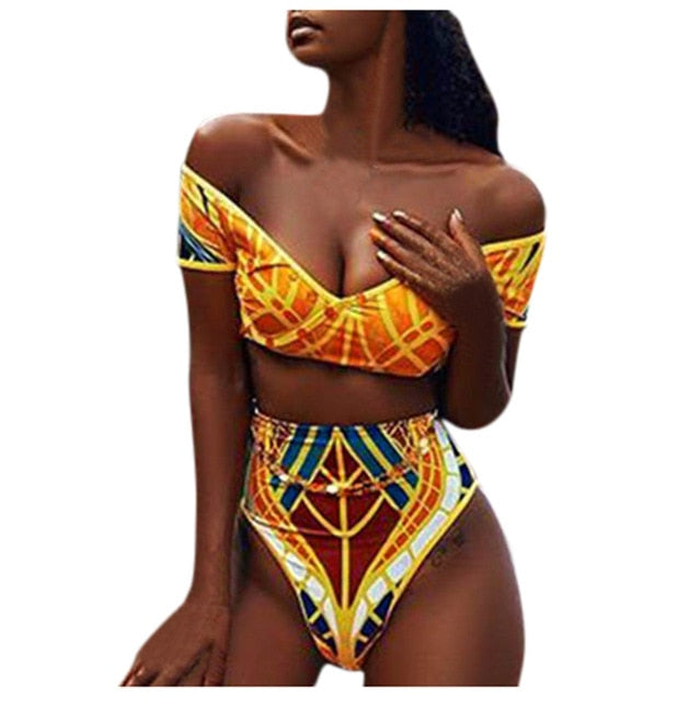 African print bikini