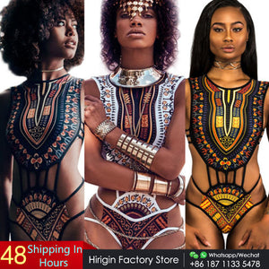 2018 New African Style One-Piece  Padded Push-up Bra Bikini Bathing Suit