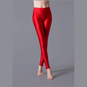 Solid Color Fluorescent Shiny   Spandex  Leggings