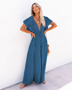 Sexy Deep V Neck Backless Maxi Dress