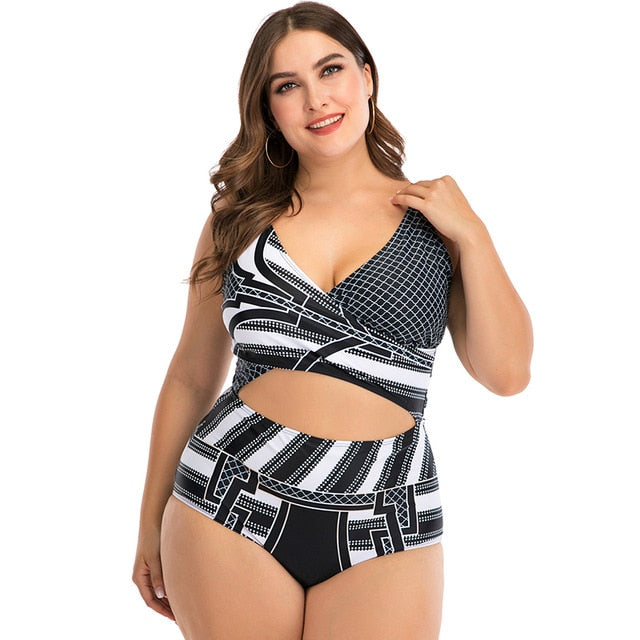 2021 Sexy Plus Size  One Piece , Hollow Out Bathing Suits