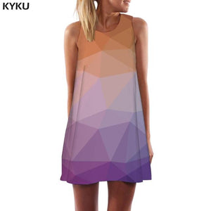 KYKU Colorful  Women Geometry Sundress Dress