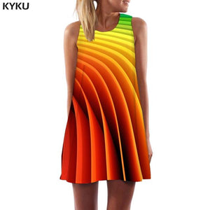 KYKU Colorful  Women Geometry Sundress Dress