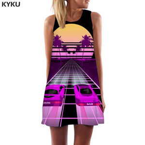 KYKU Colorful  Women Geometry Sundress Dress