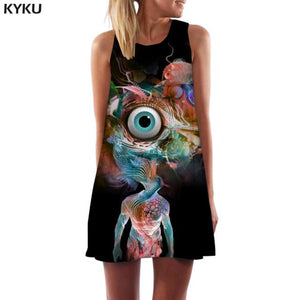 KYKU Colorful  Women Geometry Sundress Dress