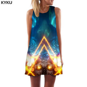 KYKU Colorful  Women Geometry Sundress Dress