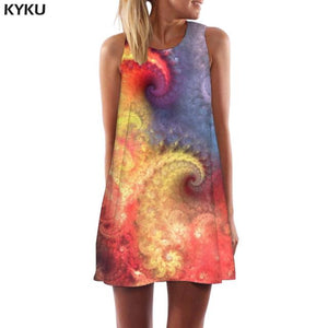 KYKU Colorful  Women Geometry Sundress Dress