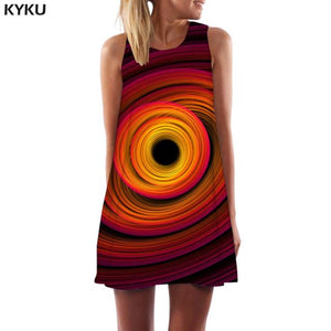 KYKU Colorful  Women Geometry Sundress Dress