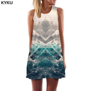 KYKU Colorful  Women Geometry Sundress Dress