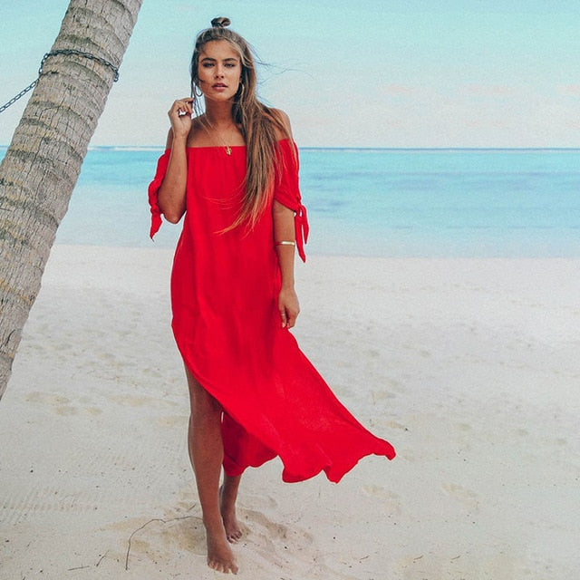 Elegant Summer Off Shoulder Maxi  Dress