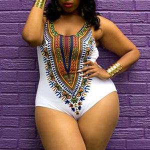 Curve Appeal Dashiki African Printing one piece swimsuit