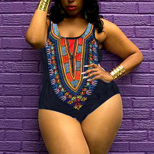 Curve Appeal Dashiki African Printing Push-Up Swimsuit