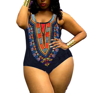 Curve Appeal Dashiki African Printing Push-Up Swimsuit