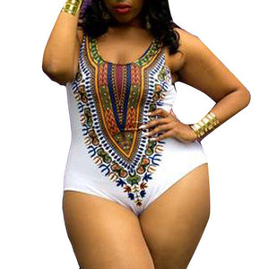 Curve Appeal Dashiki African Printing Push-Up Swimsuit