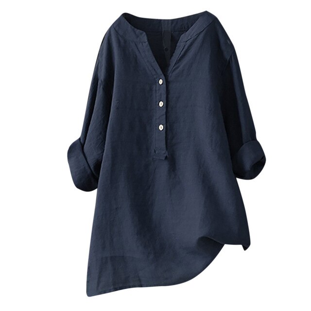 Stand Collar Long Sleeve Loose Button Down Shirt  Blouse