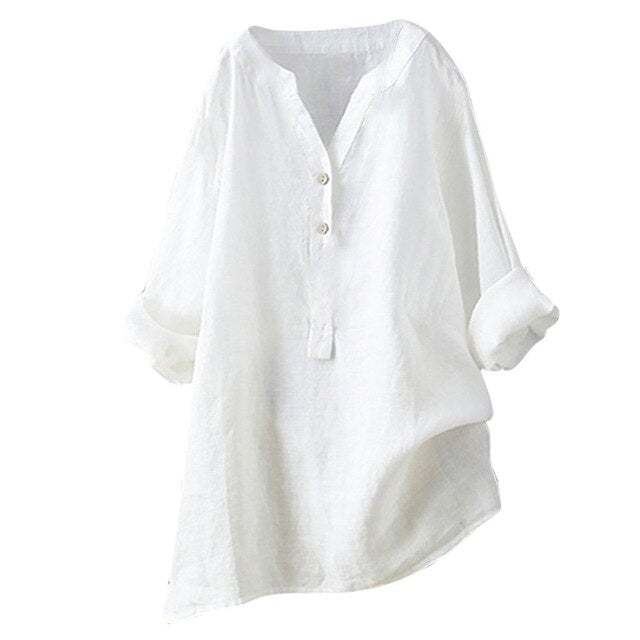 Stand Collar Long Sleeve Loose Button Down Shirt  Blouse