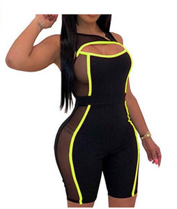 Sexy See Through Sides Bodysuit Sleeveless One-piece Cut Out Hole