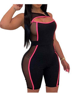 Sexy See Through Sides Bodysuit Sleeveless One-piece Cut Out Hole