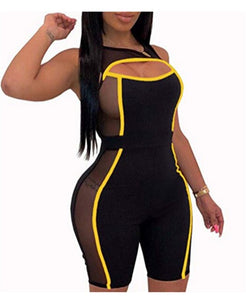 Sexy See Through Sides Bodysuit Sleeveless One-piece Cut Out Hole