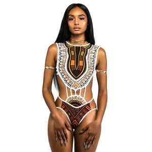 High Waist Digital Printing African Plus Size Bikini set Bandeau