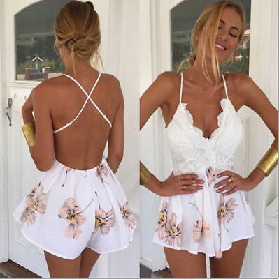 Backless V neck Summer Sexy Summer Romper Jumpsuit